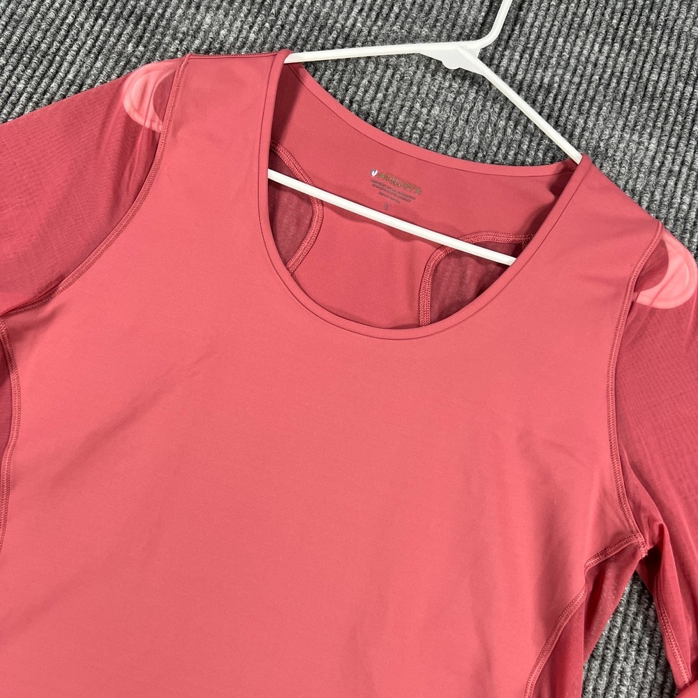 Athleta‎ Pacer Mesh Shirt Womens Large Red Long Sleeve Cropped Active New